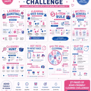 ADHD Cleaning Challenge Printable | 27 Page Cleaning Game Bundle | Fun Motivation System